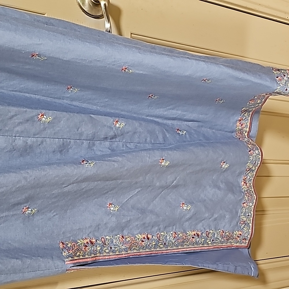 Kenar Light Blue Embroidered Backless Halter Dress - Picture 6 of 11